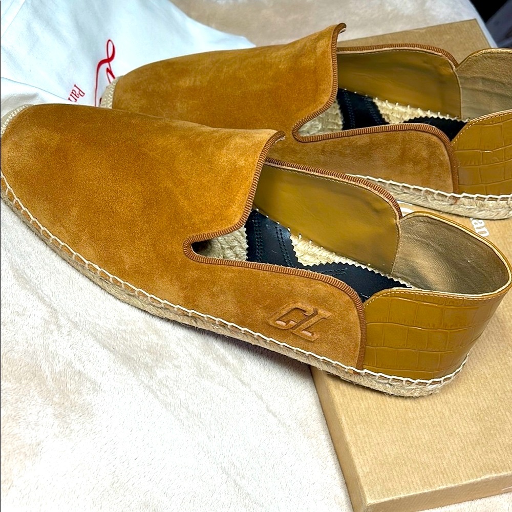 Christian Louboutin Men's Tan Suede Espadrilles varsi espadon flat